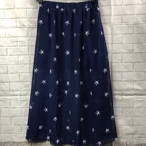 H&M Blue White Stars Mini Skirt with Long Mesh